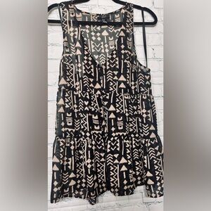 Forever 21 Black and Cream Patterned Dress